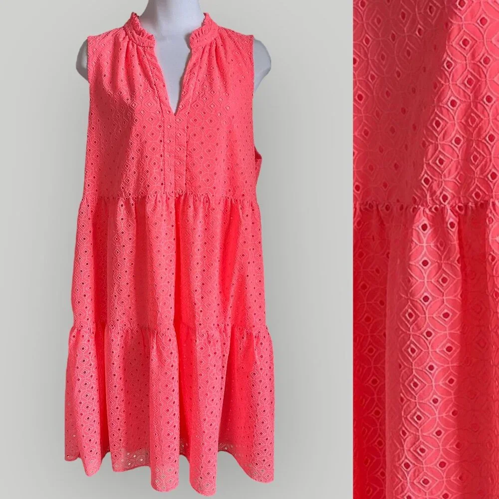Lilly Pulitzer Women's NOVELLA DRESS Coral Mini Medallion Chiffon New w/Tags XL - Picture 2 of 8